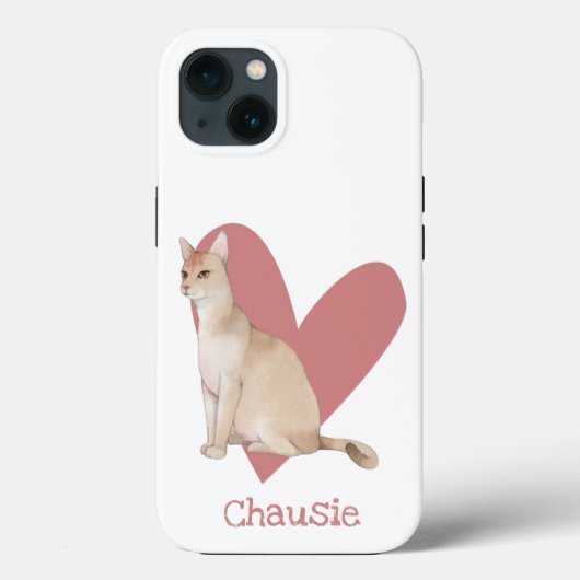 Chausie Cat Waterverf Kat Roze hart Case-Mate iPhone Case (Achterkant)