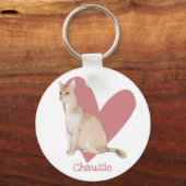 Chausie Cat Waterverf Kat Roze hart Sleutelhanger (Voorkant)