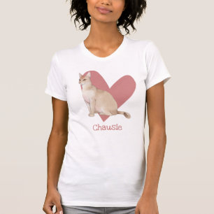 Chausie Cat Waterverf Kat Roze hart T-shirt