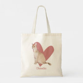 Chausie Cat Waterverf Kat Roze hart Tote Bag (Achterkant)
