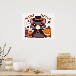 Chausie kat Een speelse mix van Kawaii en Hallowee Poster