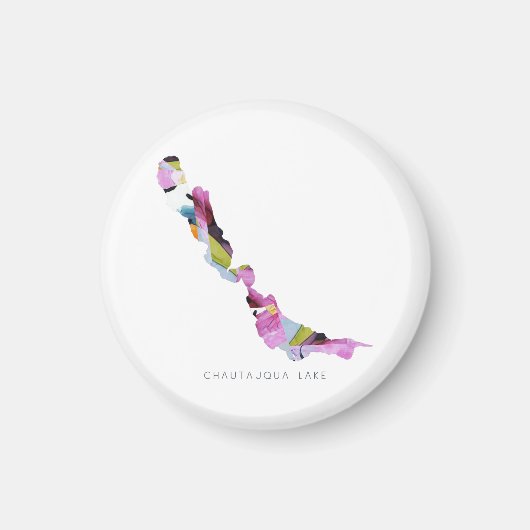 Chautauqua Lake Minimalist Silhouette Map Magnet (Voorkant)