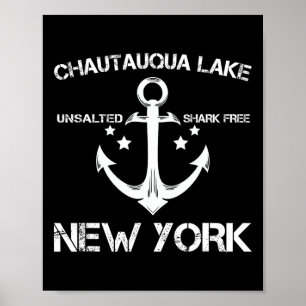 Chautauqua Lake New York Grappige Vissen Kamperen Poster