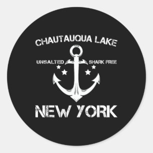 Chautauqua Lake New York Grappige Vissen Kamperen Ronde Sticker