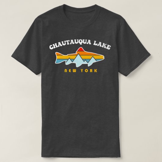 Chautauqua Lake New York NY Retro Sunset Vist T-shirt (Design voorkant)