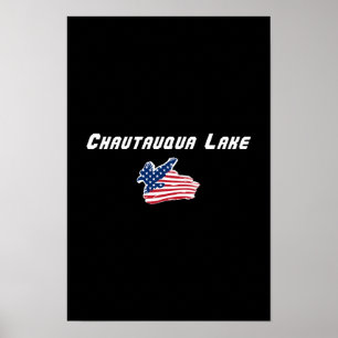 Chautauqua Lake New York Patriottische Adelaar Kun Poster