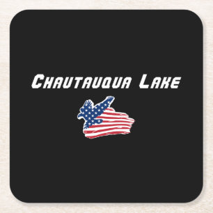 Chautauqua Lake New York Patriottische Adelaar Vie Kartonnen Onderzetters