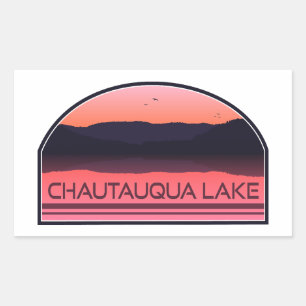 Chautauqua Lake New York Red Sunrise Rechthoekige Sticker