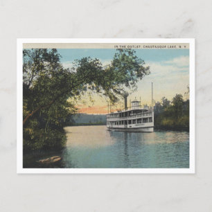 Chautauqua Lake NY, Stoomboot in de Outlet 1930 Briefkaart