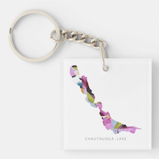 Chautauqua Lake Silhouette Map Sleutelhanger (Voorkant)