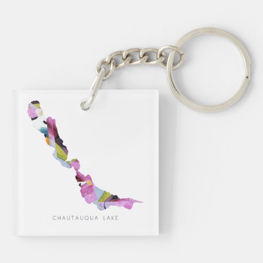 Chautauqua Lake Silhouette Map Sleutelhanger (Achterkant)