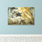 Chauvet Lascaux Grotschildering Paarden en dieren Canvas Afdruk (Insitu (Houten vloer))