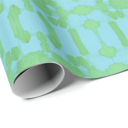 Chavanel Brushstroke Ikat in Green and Aqua Cadeaupapier (Rol Hoek)