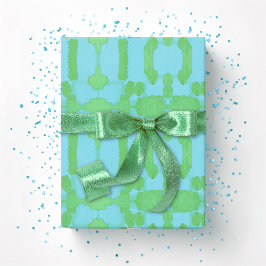 Chavanel Brushstroke Ikat in Groen en Aqua Cadeaupapier