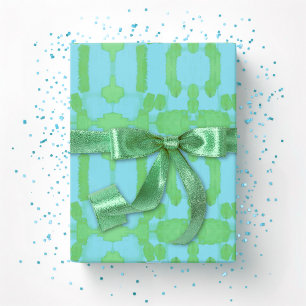Chavanel Brushstroke Ikat in Groen en Aqua Cadeaupapier