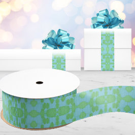 Chavanel Brushstroke Ikat in Groen en Aqua Grosgrain Lint
