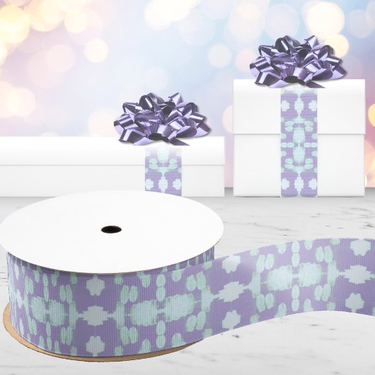 Chavanel Brushstroke Ikat in Purple and Teal Grosgrain Lint