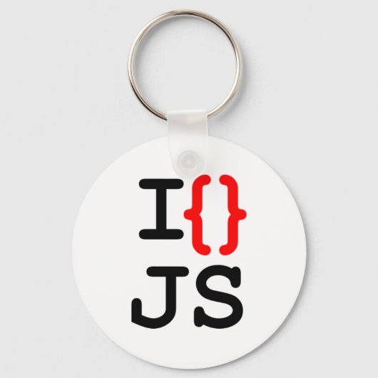 "Chaveiro I {} JS - Ik hou van Javascript" Sleutelhanger (Voorkant)