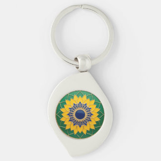 Chaveiro Luxury 3D Solar Mandala Keychain - Gold &