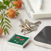 Chaveiro Natal verde e Flores Vermelhas Sleutelhanger (Zijkant)