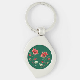 Chaveiro Natal verde e Flores Vermelhas Sleutelhanger