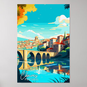 Chaves Portugal Art vintage reisillustratie Poster