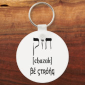 CHAZAK - BE STRONG - HEBREW ALEPH BETH SLEUTELHANGER (Voorkant)