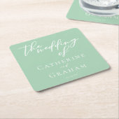 CHC Mint Groen Wit Typografie Huwelijk Kartonnen Onderzetters (Schuin)