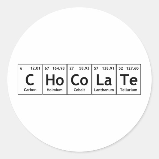 CHCoLaThe Science Periodic Table Words Elements Ronde Sticker (Voorkant)