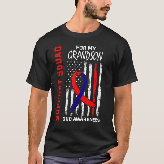 CHD Awareness Grandson Heart Disease Support Squad T-shirt (Voorkant)