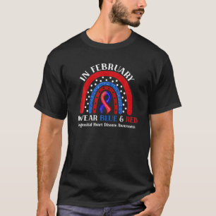 CHD Awareness Rainbow Blue Red Ribbon I Draag Blue T-shirt