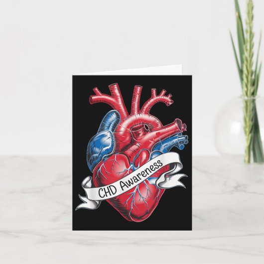 CHD Bewustzijn Anatomisch Hart Ribbon Design Kaart (Voorkant)