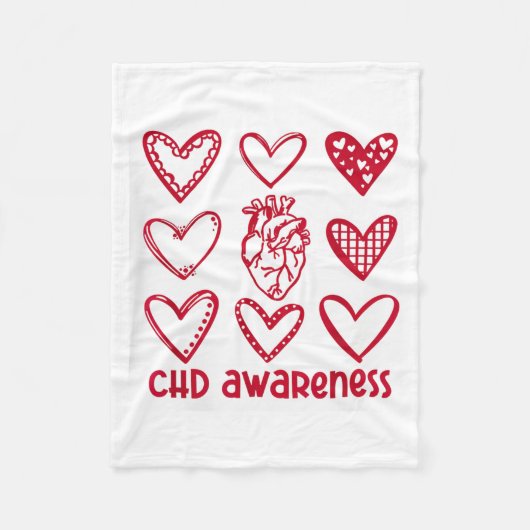 CHD-bewustzijn Hart Anatomisch Hartziekte Maand Fleece Deken (Voorkant)