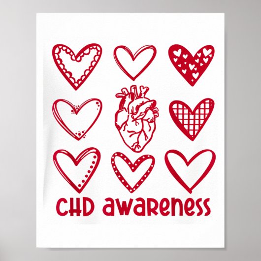 CHD-bewustzijn Hart Anatomisch Hartziekte Maand Poster (Voorkant)