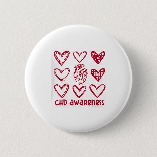 CHD-bewustzijn Hart Anatomische Hartziekte Maand Ronde Button 5,7 Cm (Voorkant)