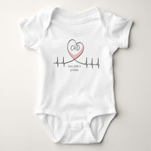 CHD EKG Heart Warrior Baby Jersey Bodysuit (Voorkant)
