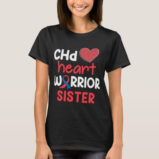 CHD Hartziekte Warrior Proud Zuster Awareness R T-shirt (Voorkant)