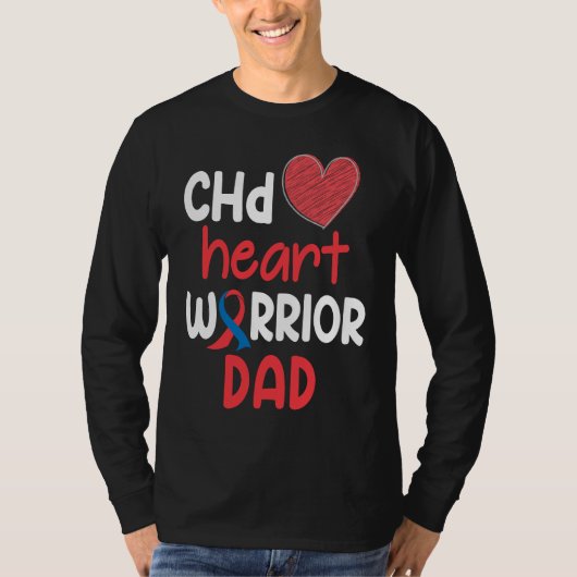 CHD Heart Disease Warrior Proud DAD Awareness Ribb T-shirt (Voorkant)