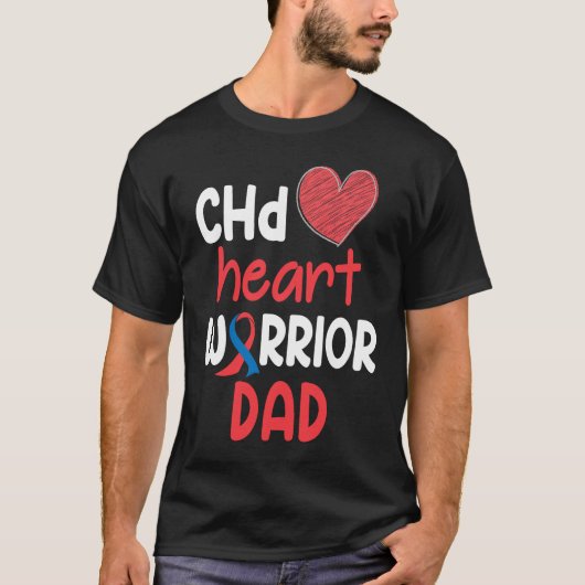 CHD Heart Disease Warrior Proud DAD Awareness Ribb T-shirt (Voorkant)