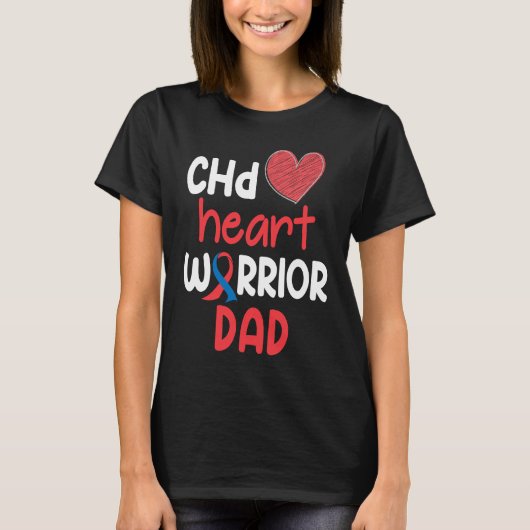 CHD Heart Disease Warrior Proud DAD Awareness Ribb T-shirt (Voorkant)