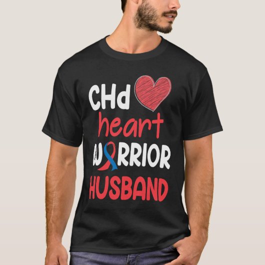 CHD Heart Disease Warrior Proud Husband Awareness T-shirt (Voorkant)