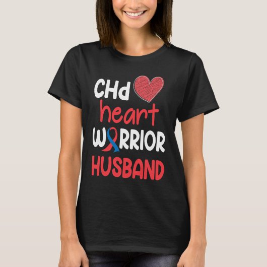 CHD Heart Disease Warrior Proud Husband Awareness  T-shirt (Voorkant)