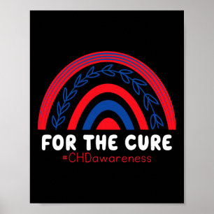 Chd Ondersteuning Rood En Blauw Regenboog Hartziek Poster