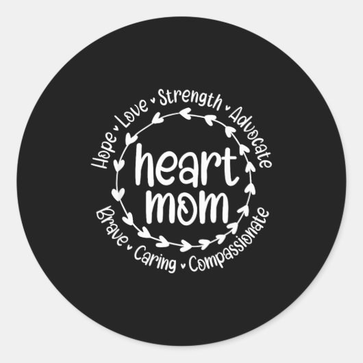 Chd Warrior Moeder Hart Moeder Aangeboren Hartafwi Ronde Sticker (Voorkant)