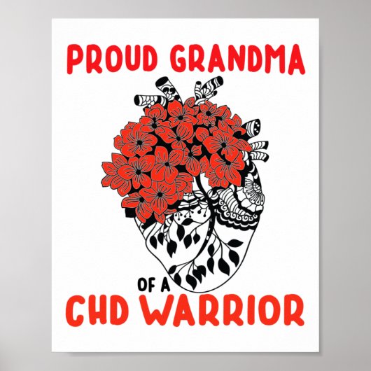 Chd Warrior Trotse Oma Mooie Rode Bloem Hart Poster (Voorkant)