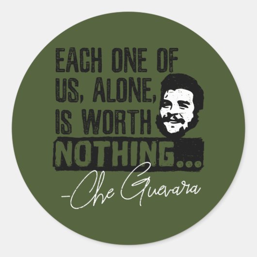 Che Guevara citaat - elk alleen niets waard Ronde Sticker (Voorkant)