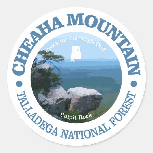 Cheaha Mountain Ronde Sticker (Voorkant)