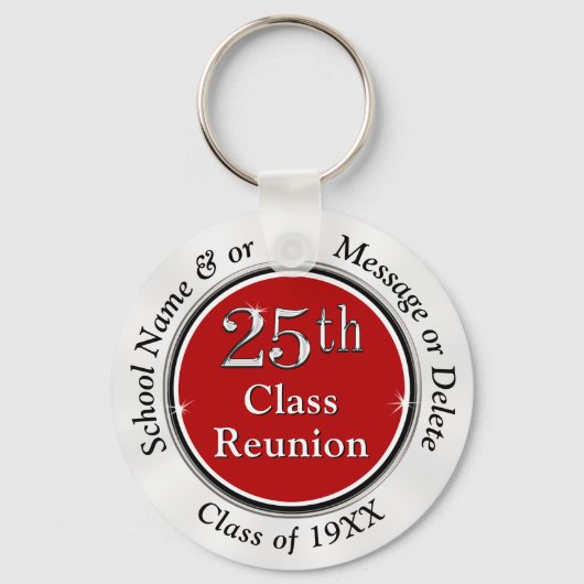Cheap 25th Class Reunion Party Favors Personalized Sleutelhanger (Voorkant)
