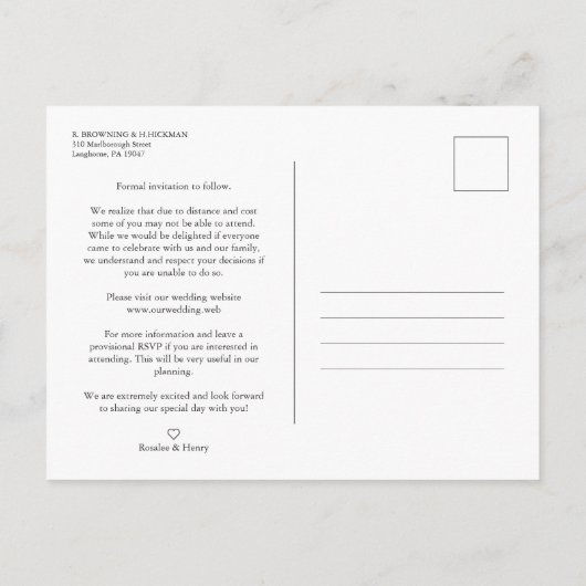 Cheap 2 Foto's Koppel handschrift met elegant scri Briefkaart (Achterkant)