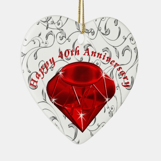 Cheap 40th Jubileum Gifts, Ruby design Keramisch Ornament (Rechts)